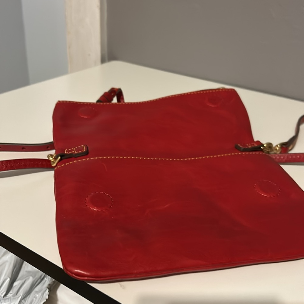 Dooney & Bourke Red Leather Fold-Over Crossbody - Picture 2 of 3